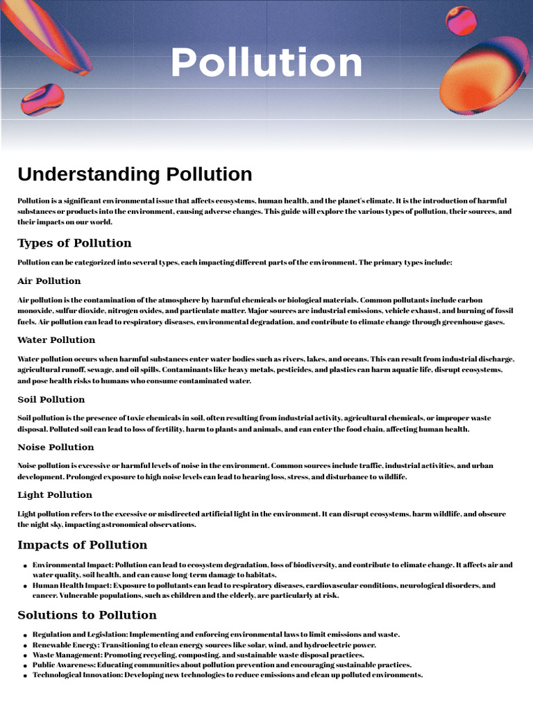 Understanding Pollution PDF | PDF | Pollution | Water Pollution