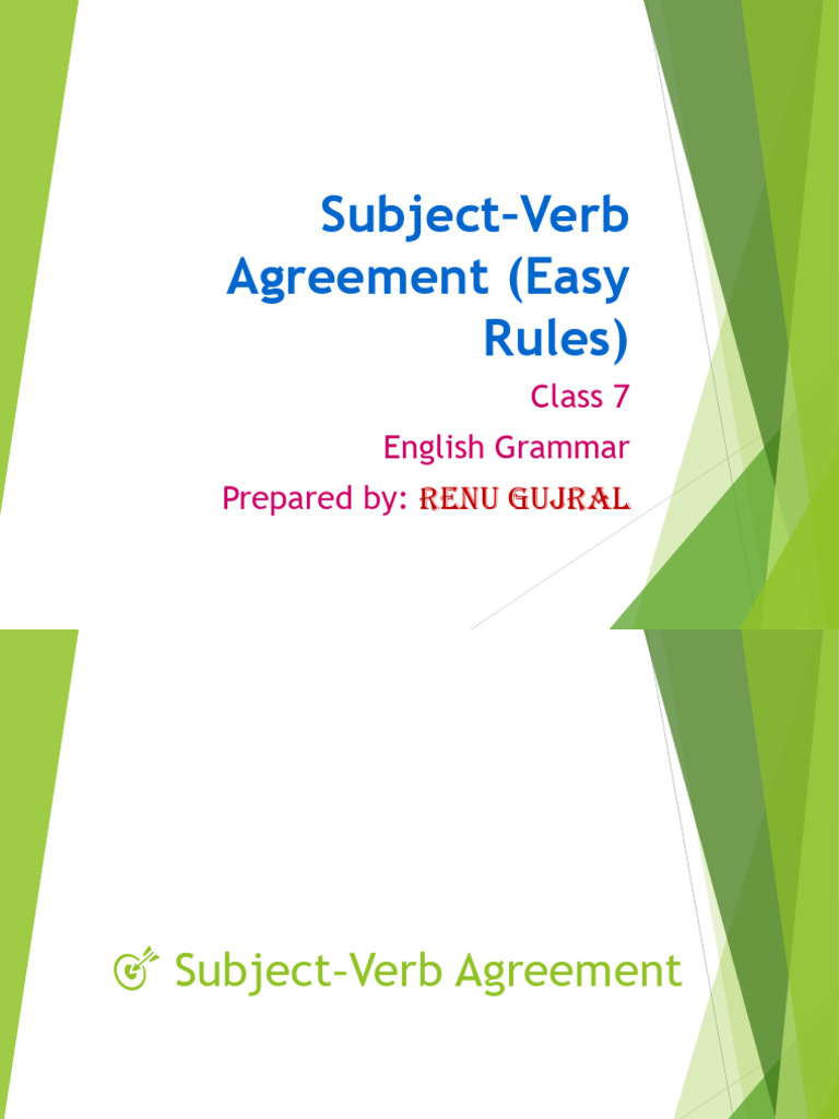 Subject Verb Agreement Class7 | PDF | Grammatical Number | Subject ...