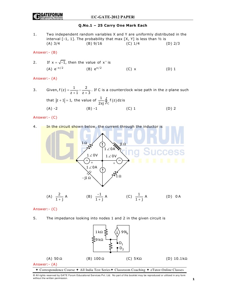 Answer: - (B) : - EC-GATE-2012 PAPER | PDF