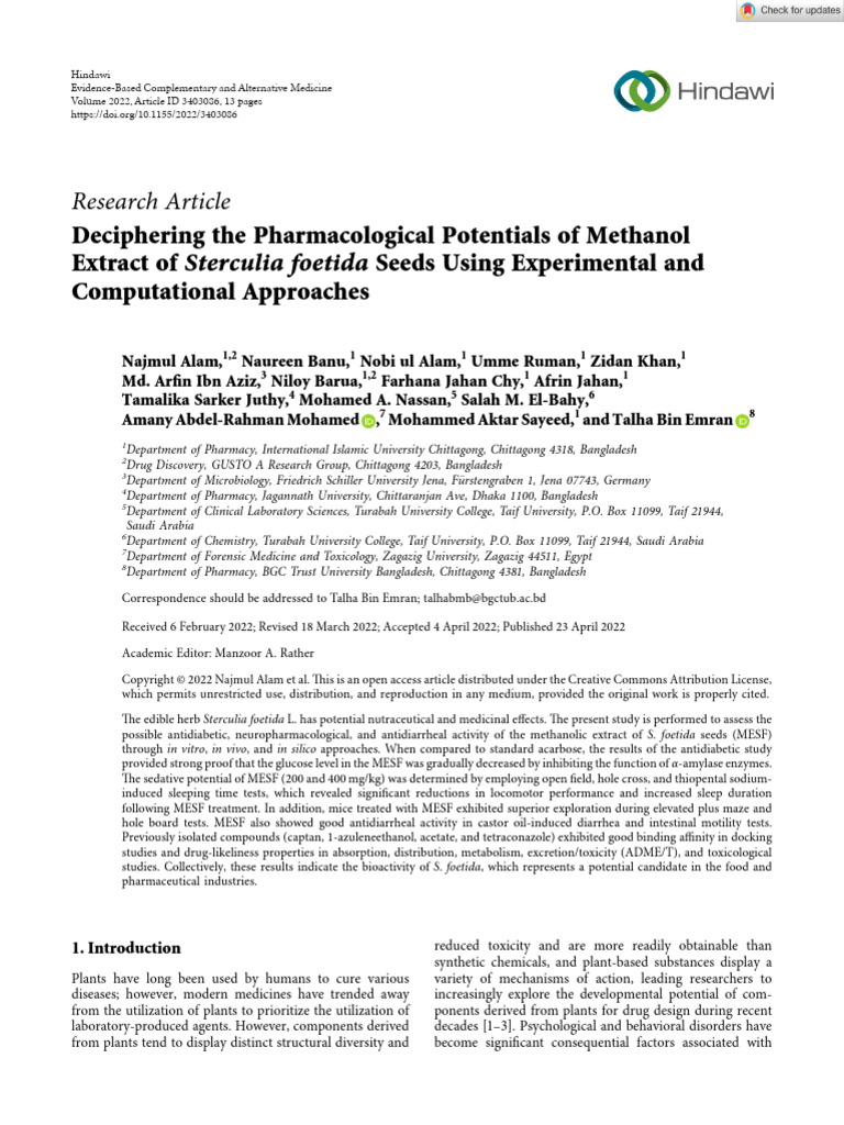 Evidence-Based Complementary and Alternative Medicine - 2022 - Alam ...