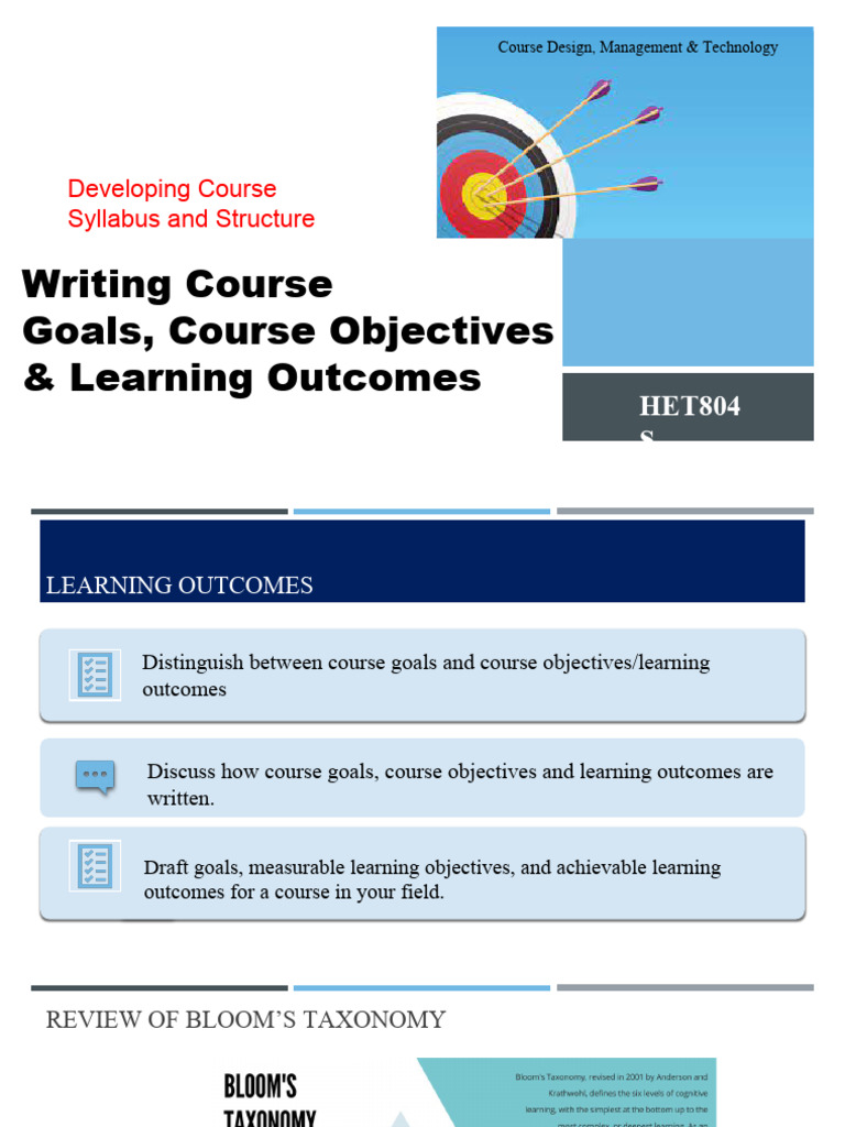 Writing Course Goals, Course Objectives & Learning Outcomes | PDF