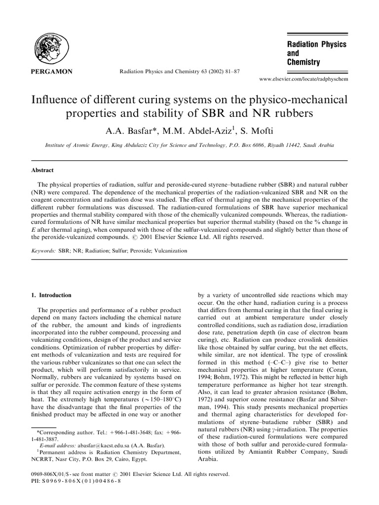Influence of Different Curing Systems On | PDF | Cross Link | Polymers
