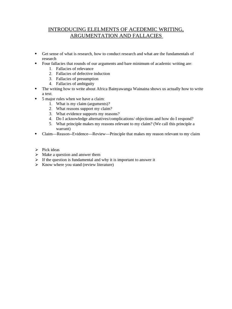 Introducing Elelments of Acedemic Writing | PDF