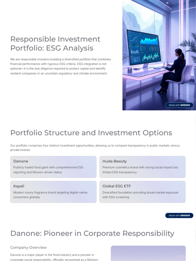 Responsible Investment Portfolio ESG Analysis | PDF | Brand | Investing