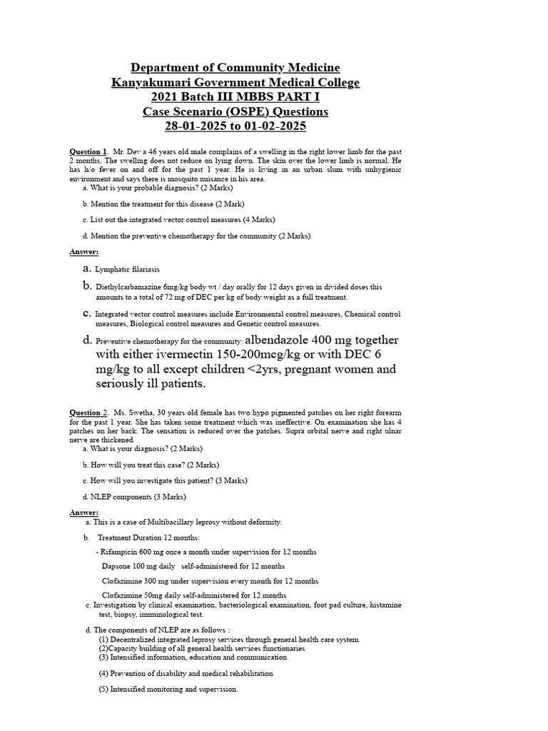OSCE Questions Answers 2024 - Edited | PDF