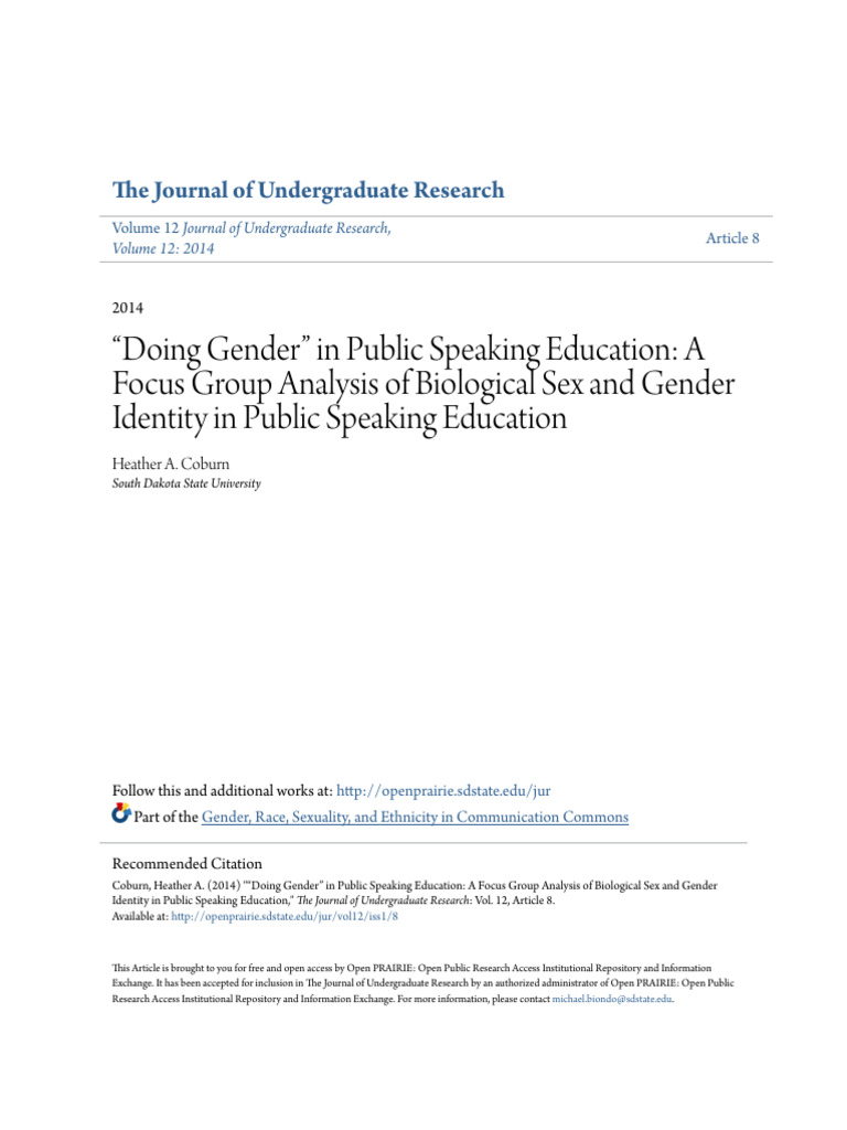 Doing Gender - in Public Speaking Education - A Focus Group Analys ...