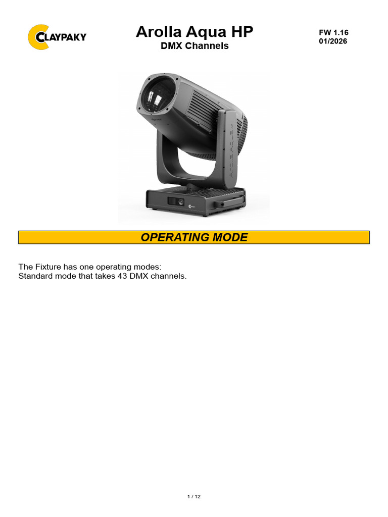 ArollaAquaHP DMX-Channels | PDF | Graphic Design | Lighting