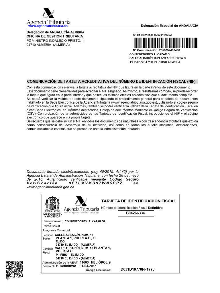 Tarjeta Cif | PDF | Gobierno