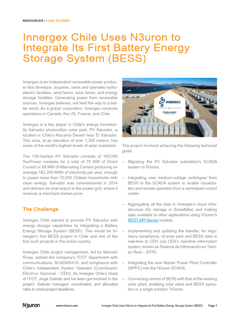 Innergex Chile Uses N3uron Integrate First Bess | PDF | Photovoltaics ...