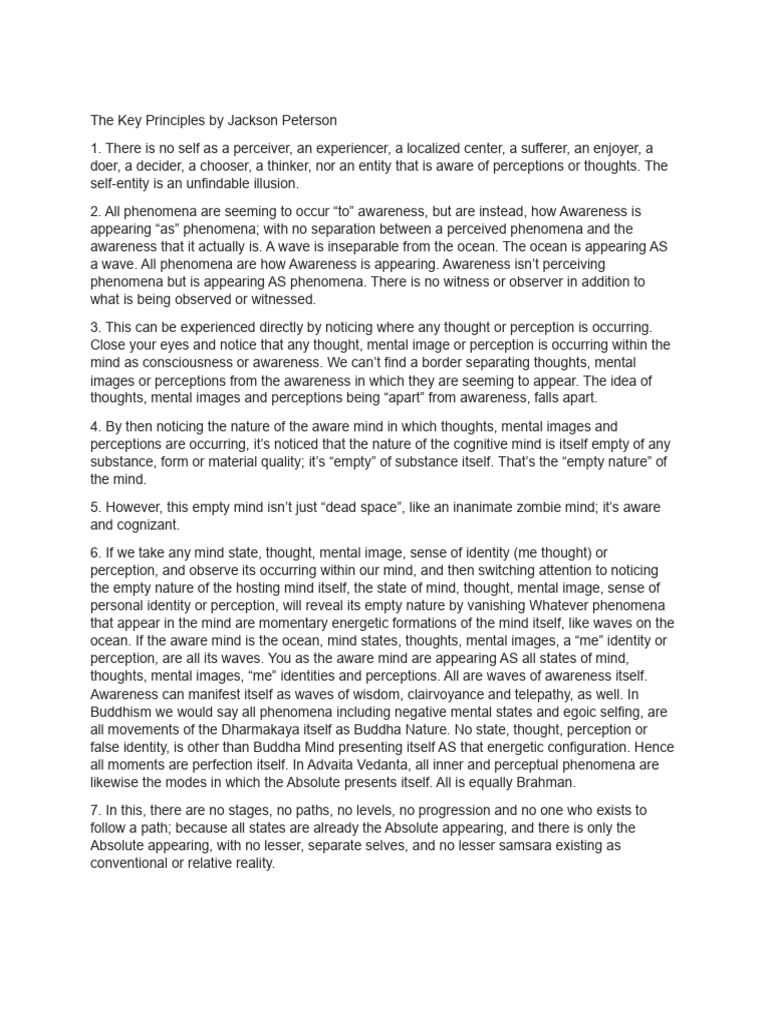 Jackson Peterson The Key Principles | PDF | Mind | Awareness