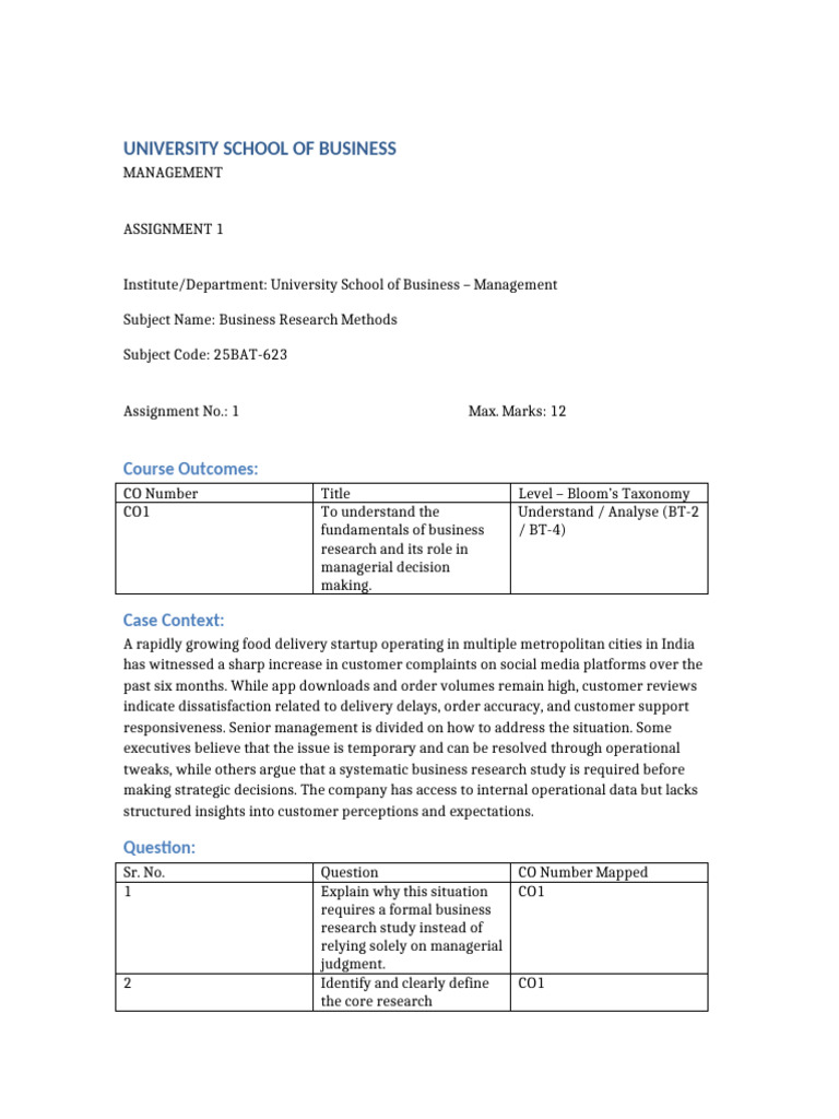 Assignment 1 Business Research Methods Case Based v2 | PDF