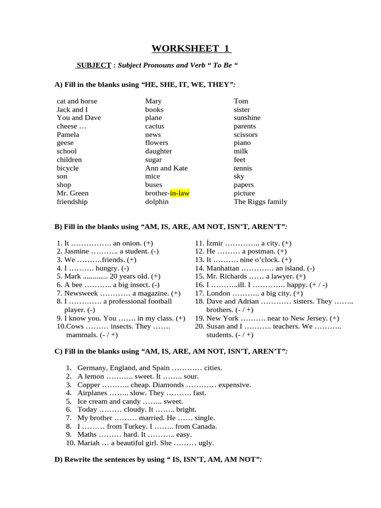 Worksheet 1 | PDF