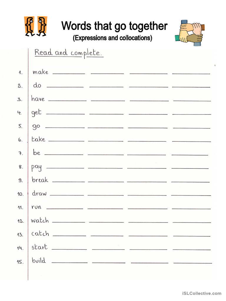 Read and Complete - Words That Go Together (Collocations and ...