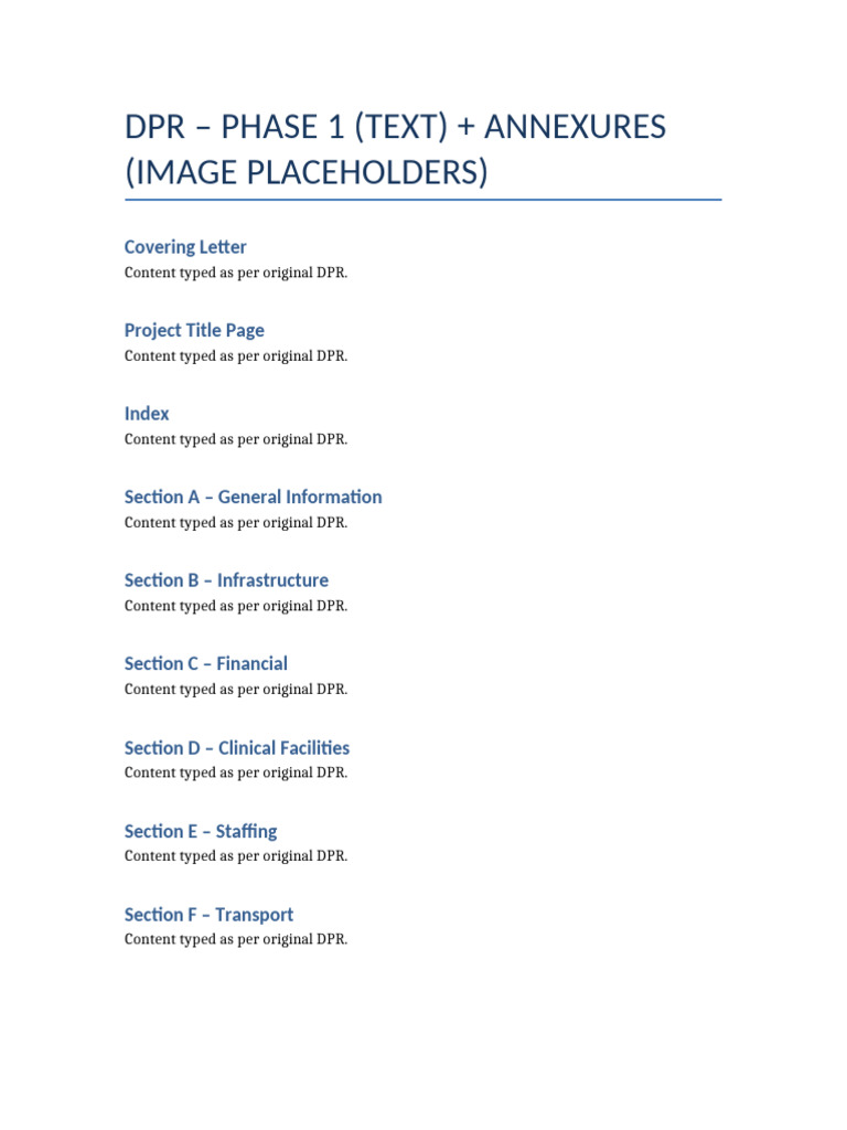 DPR Phase1 With Annexures | PDF