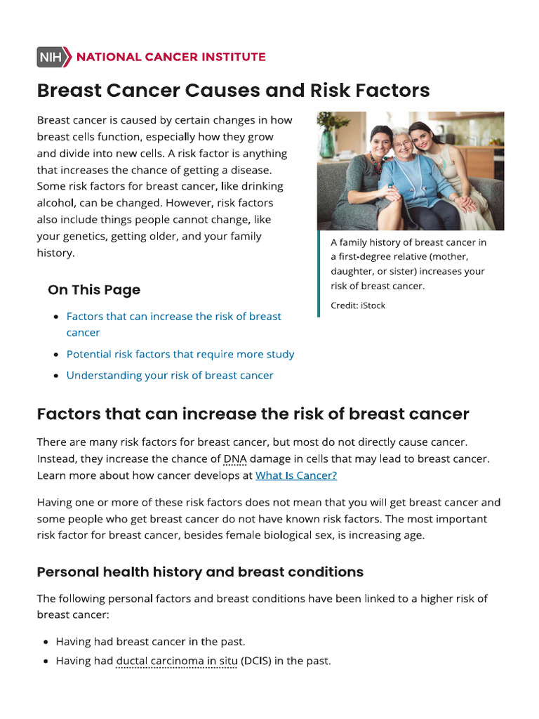 Breast Cancer Causes and Risk Factors | PDF