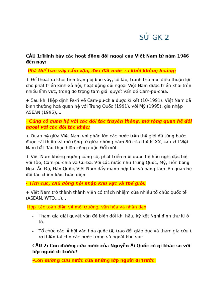 Sử GK 2 | PDF