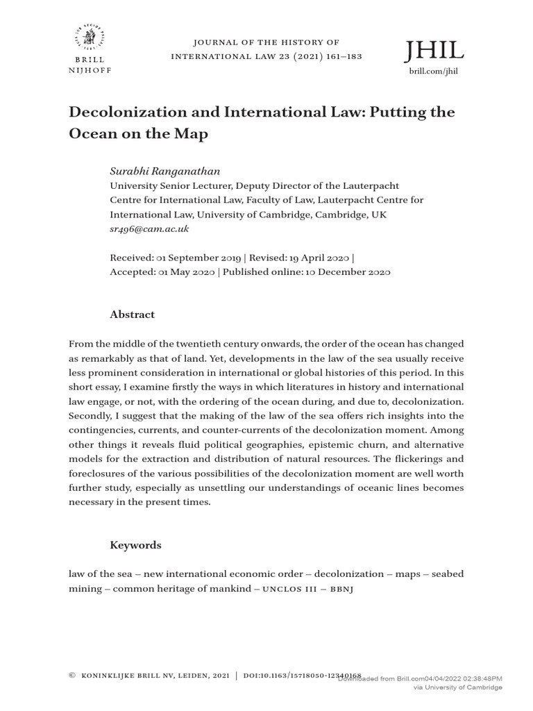 Decolonization and International Law: Putting The Ocean On The Map ...