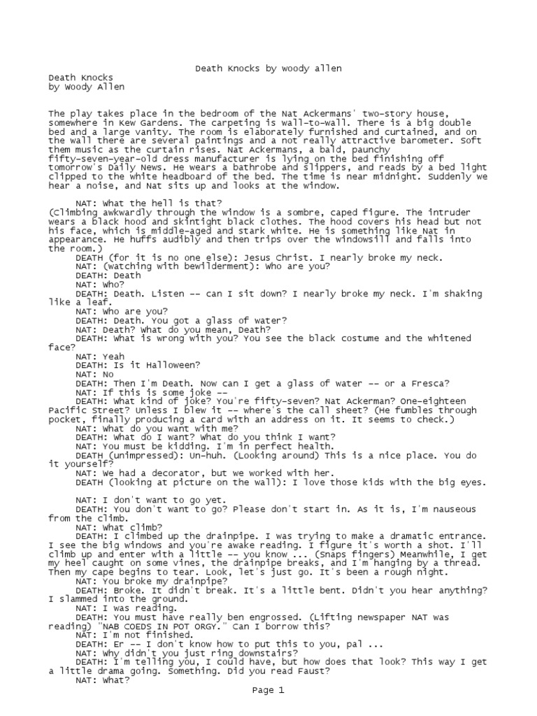 Death Knocks by Woody Allen PDF Rummy Leisure