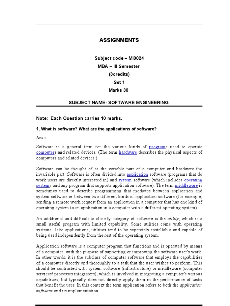 Software Engineering Assignments Guide | PDF | Business | Technology ...