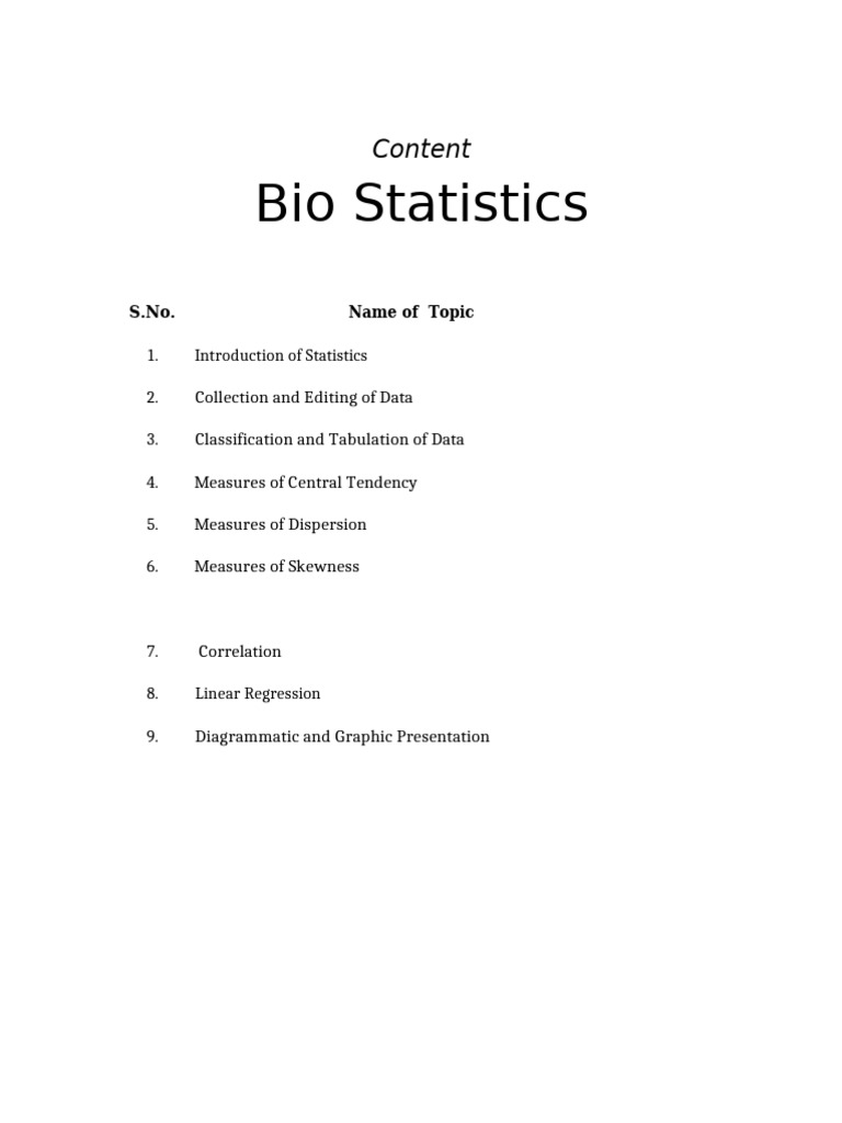 Bio Statistics | PDF | Skewness | Mean