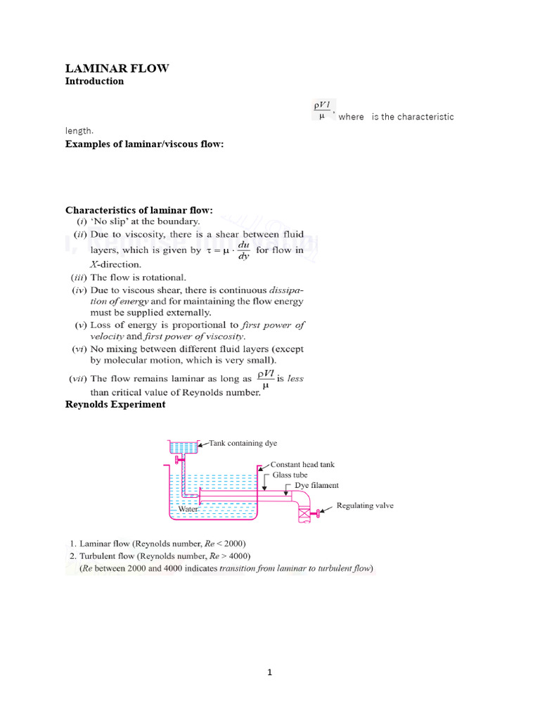 Supplemental Reading-1. Laminar Flow | PDF | Reynolds Number | Laminar Flow