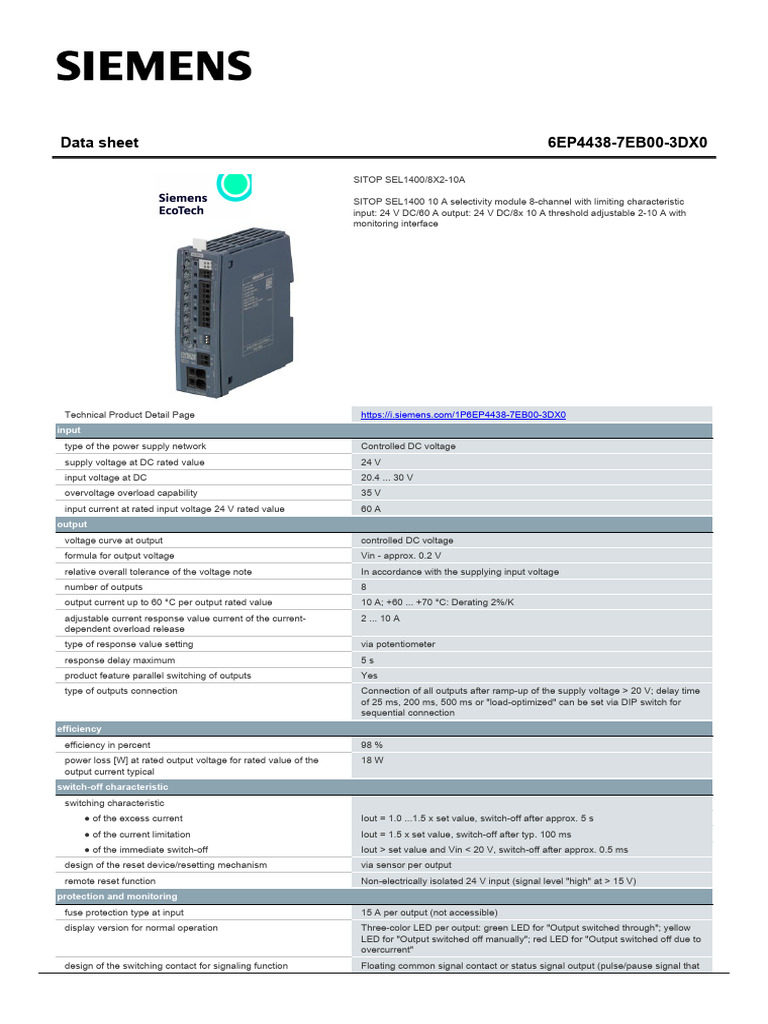 6EP44387EB003DX0 Datasheet en | PDF | Power Supply | Computer Security