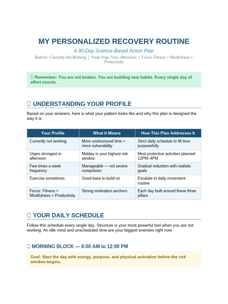 My Personalized Recovery Routine | PDF | Mindfulness | Meditation