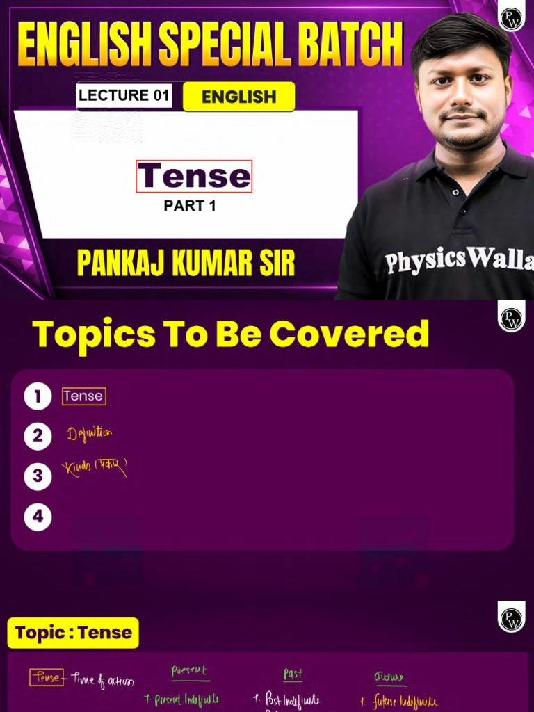 Tense (Part 01) 01 Class Notes | PDF