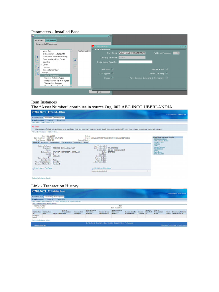 Install Parameters Installed Base | PDF