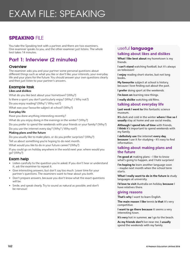 FCE Speaking Part 1 | PDF