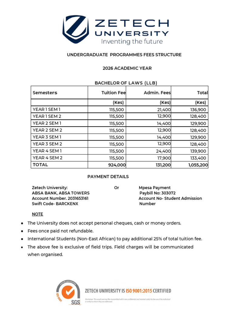 LLB Fees Structure 2026 | PDF
