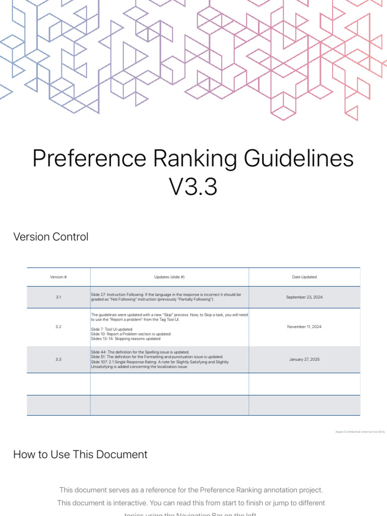 Preference Ranking V3.3 Vendor | PDF | Evaluation | Reason