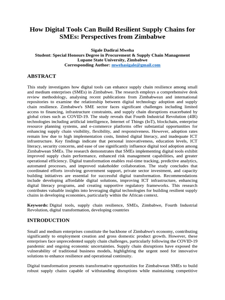 How Digital Tools Can Build Resilient Supply Chains For SMEs | PDF ...