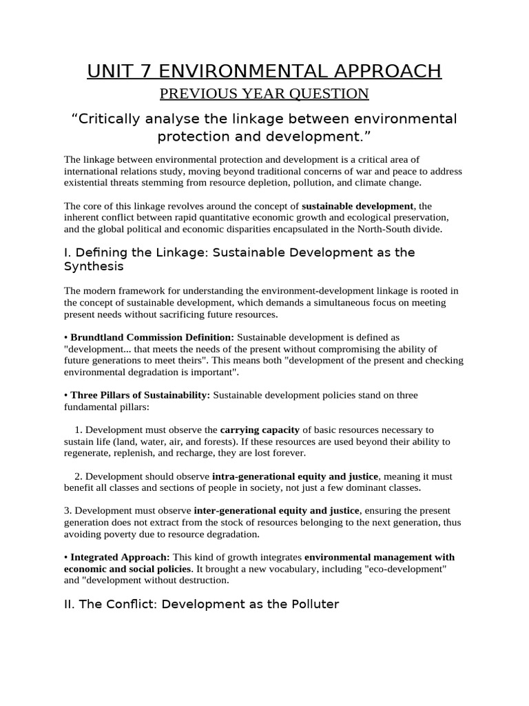Unit 7 Environmental Approach | PDF | Sustainability | Sustainable ...