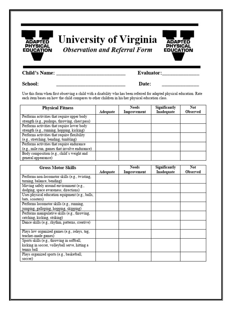 APE Referral Observation Checklist | PDF | Cognitive Science | Behavior ...