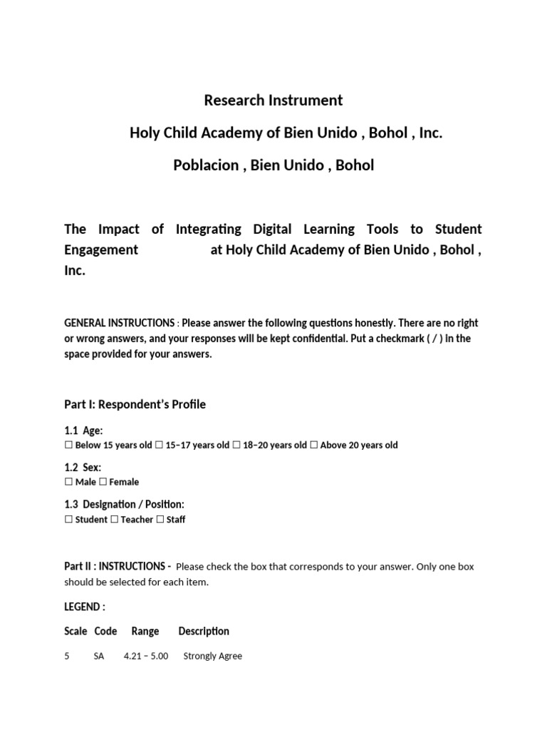 Survey Questionnaires | PDF