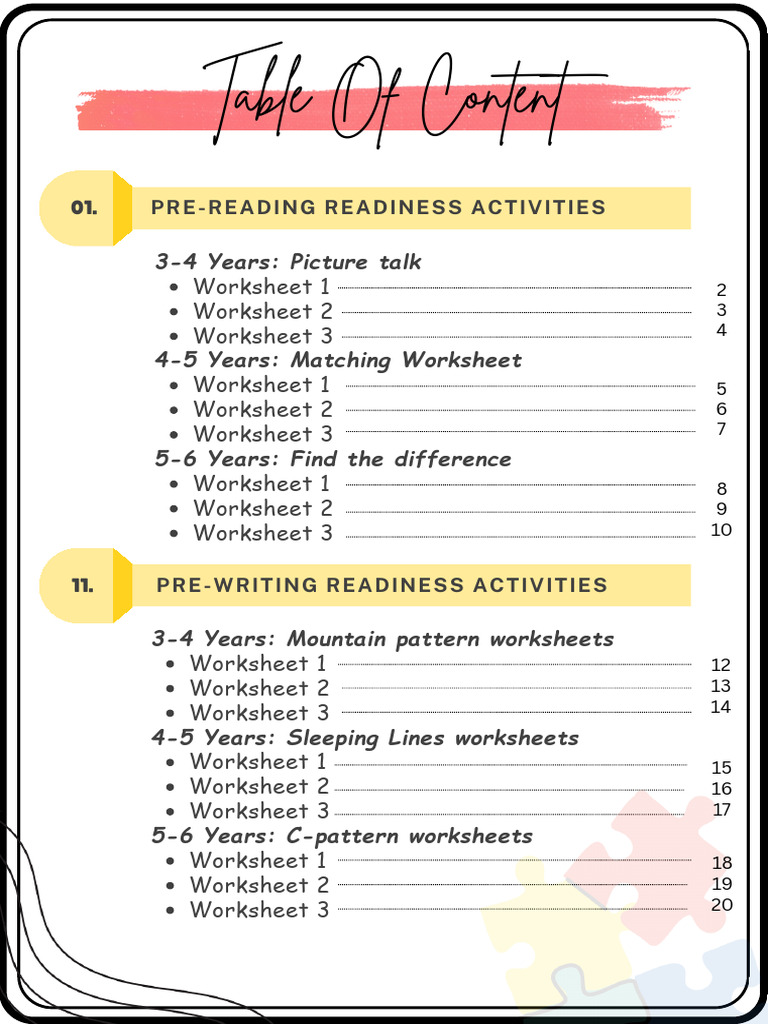 Pre-Reading Readiness Activities | PDF