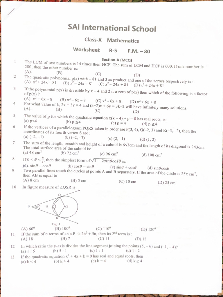 Maths Sample Paper | PDF