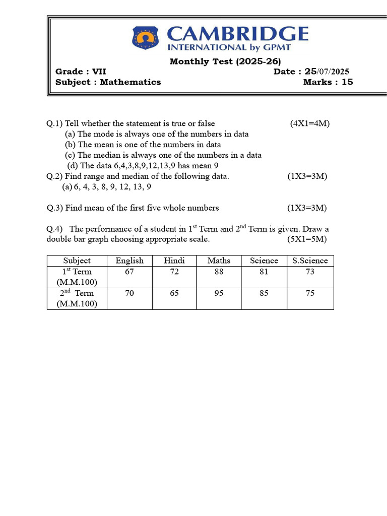 Weekly Test of 7th CIS | PDF