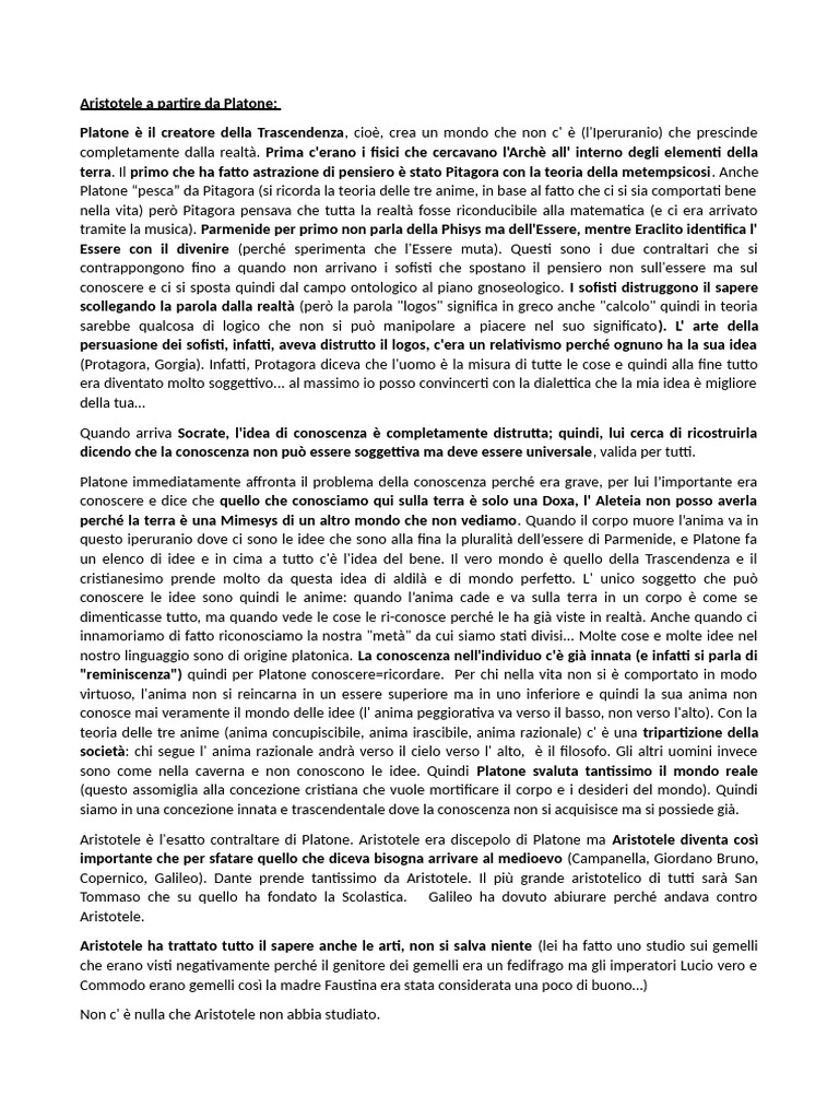 Aristotele A Partire Da Platone | PDF