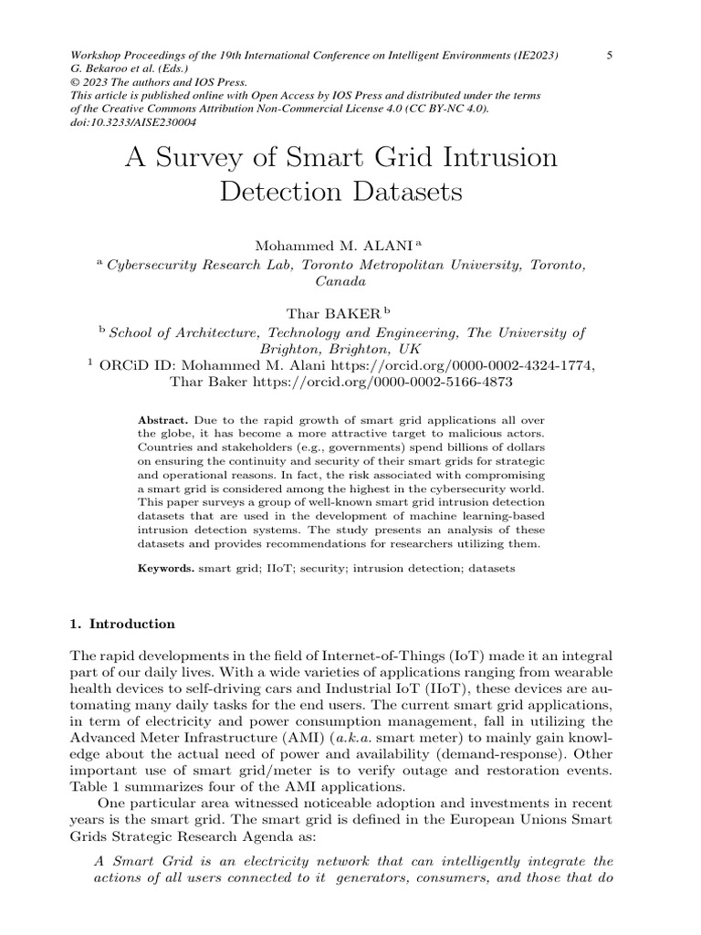 A Survey of Smart Grid Intrusion Detection Dataset | PDF | Smart Grid ...