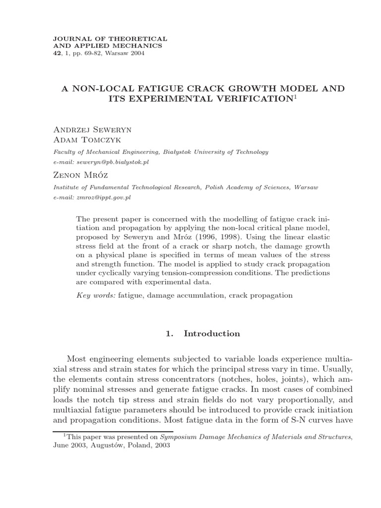 A Non-Local Fatigue Crack Growth Model and Its Experimental ...