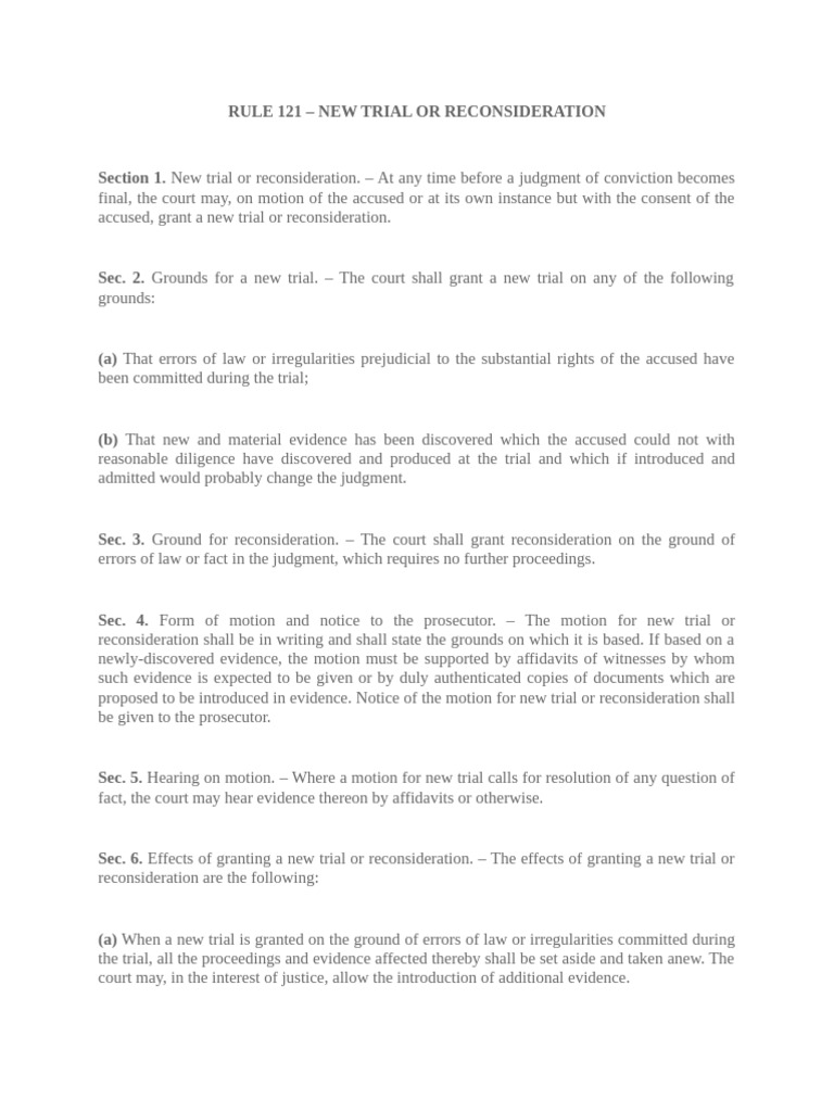 Rule 121 | PDF | Trials | Judgment (Law)