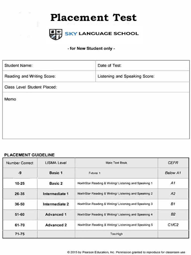NS Placement Test and Cover PDF | PDF