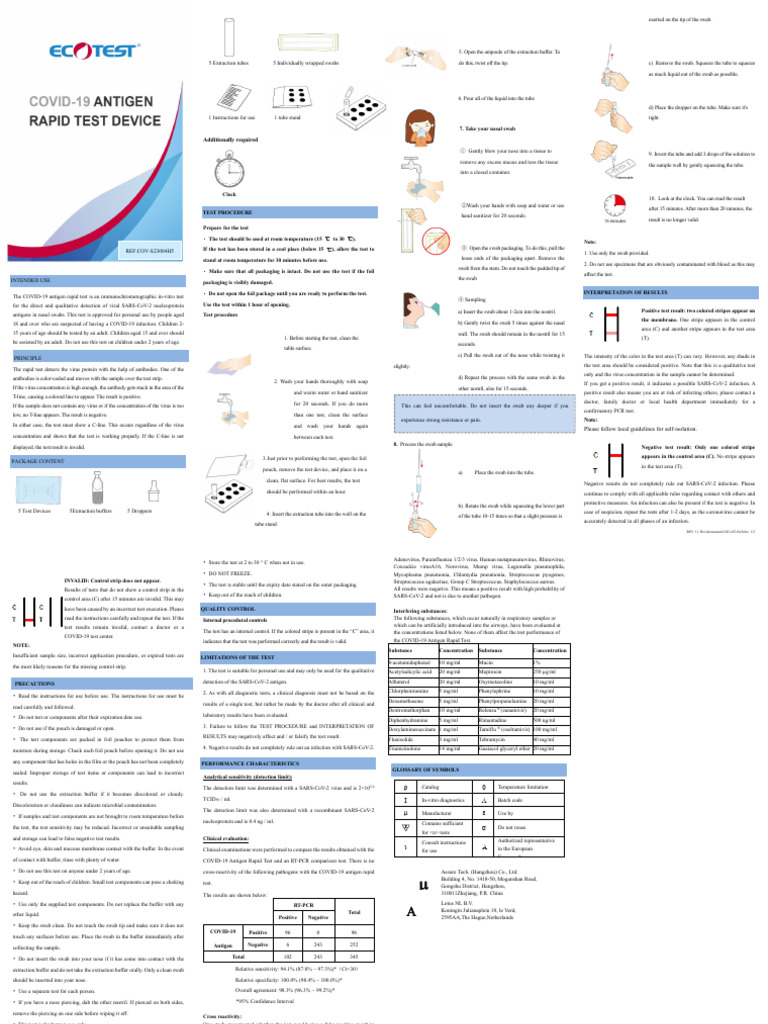 EcoTest Rapid Test Instructions COVID 19 | PDF | Pneumonia | Clinical ...
