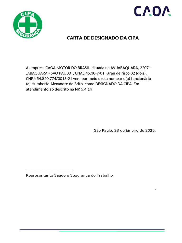 Modelo Carta Designado | PDF