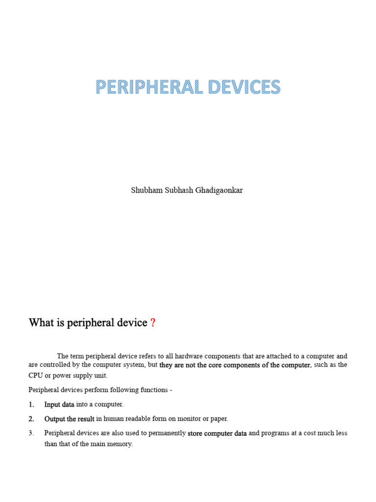 Peripheral Devices | PDF | Image Scanner | Floppy Disk