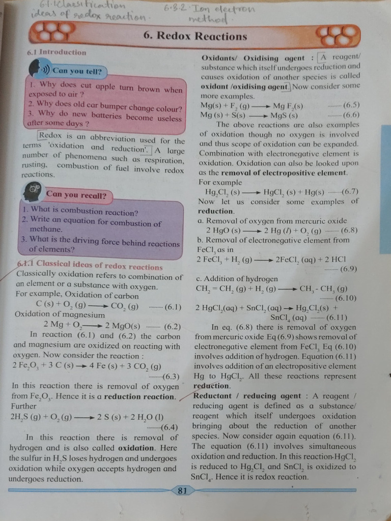 CH 6 Redox Notes | PDF