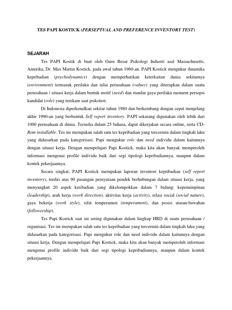 Tes Papi Kostick | PDF