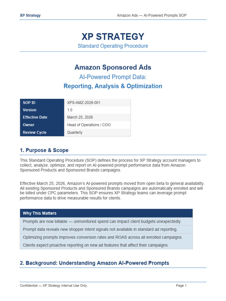 XPS Amazon Prompts SOP | PDF | Advertising | Computing